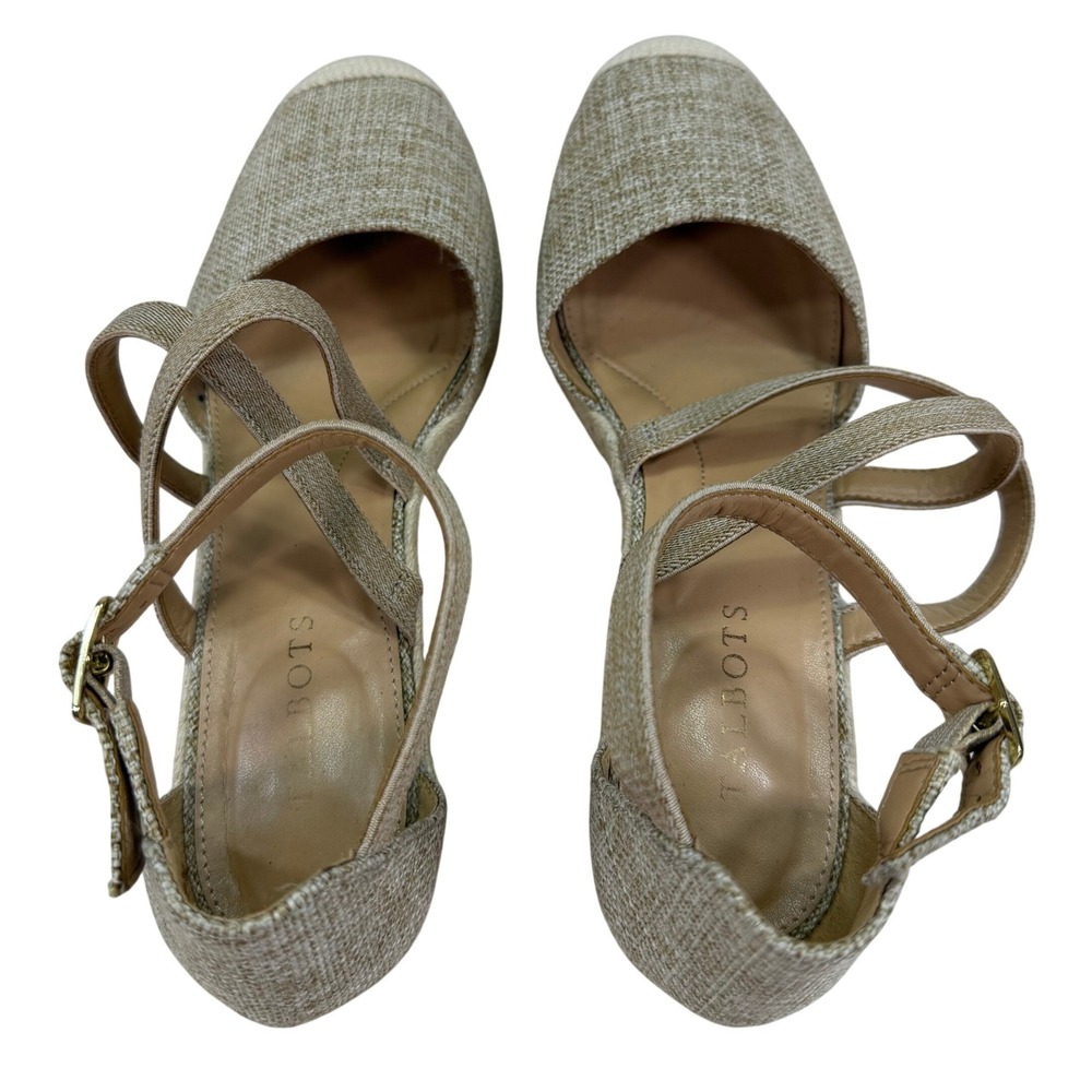 Talbots Lyndsay Natural Strappy Espadrille Wedge Sandals Womens Size 9 Tan Beige - Picture 7 of 11